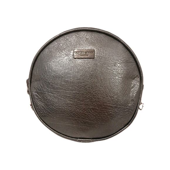 Giorgio Armoni Makeup Cosmetics Bag Circle Pouch Gunmetal Gray Designer Round - Picture 1 of 16
